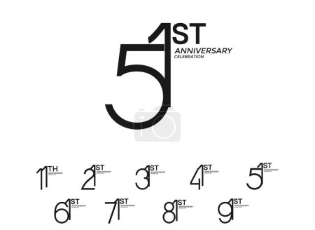 Photo for Set of anniversary logotype black flat color special edition on white background for celebration - Royalty Free Image