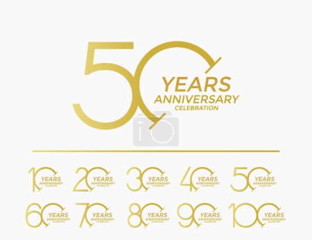 Ilustración de Conjunto de aniversario logotipo estilo color dorado se puede utilizar para el evento especial y momento de celebración - Imagen libre de derechos