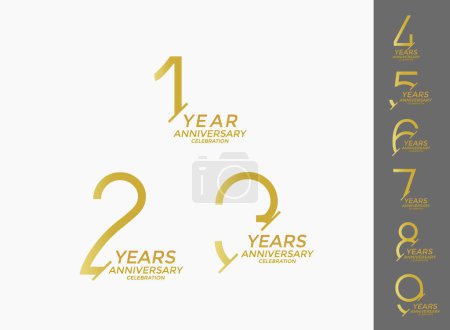 Photo for Set of anniversary logo style golden color can be use for special event and celebration moment - Royalty Free Image
