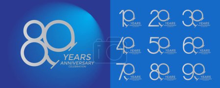 conjunto de aniversario logotipo estilo color plata se puede utilizar para el evento especial y momento de celebración