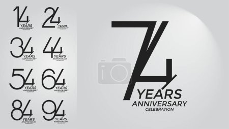 Illustration for Set of anniversary logo style black color can be use for special event and celebration moment - Royalty Free Image