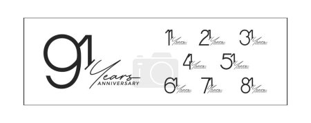 conjunto de color negro premium aniversario sobre fondo blanco para momento de celebración