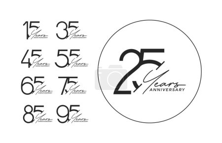 conjunto de color negro premium aniversario sobre fondo blanco para momento de celebración