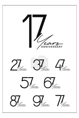 Téléchargez les illustrations : Ensemble de couleur noire premium anniversaire sur fond blanc pour une célébration spéciale - en licence libre de droit
