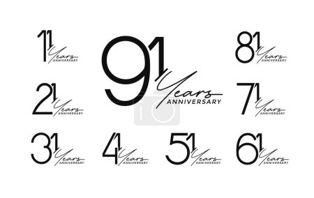 set of anniversary premium black color on white background for special celebration