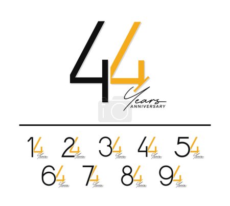 set of anniversary logo style black and orange color on white background for special celebration