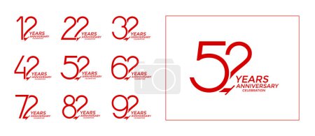set of anniversary logo style red color on white background for celebration event