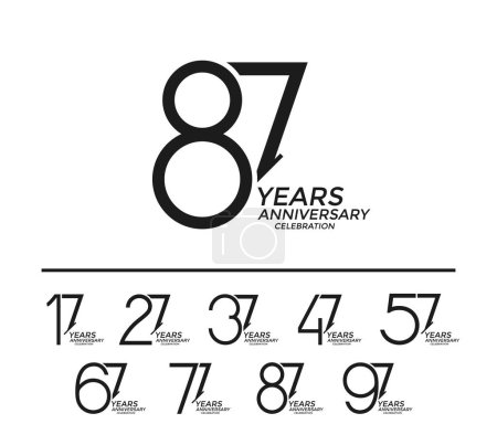 set of anniversary logo style black color on white background for celebration event
