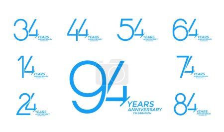 set of anniversary logo style blue color on white background for celebration event