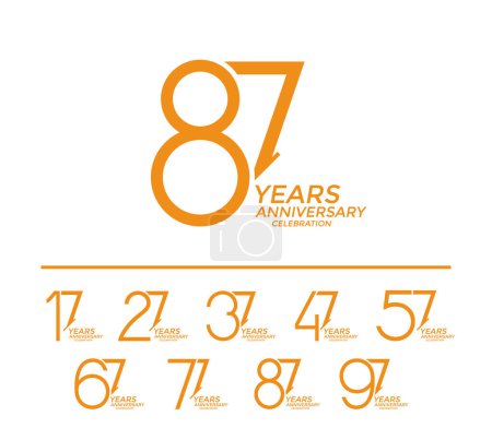 ensemble de logo anniversaire de style couleur orange sur fond blanc pour l'événement de célébration
