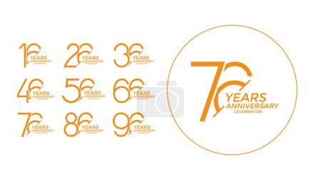 Téléchargez les photos : Ensemble de logo anniversaire de style couleur orange sur fond blanc pour l'événement de célébration - en image libre de droit