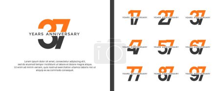 Illustration for Set of anniversary logo black and orange color on white background for celebration moment - Royalty Free Image