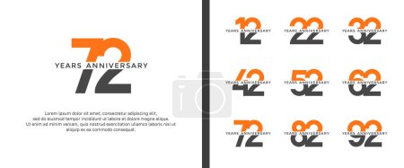 set of anniversary logo orange and black color on white background for celebration moment