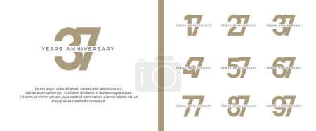 Illustration for Set of anniversary logo gold color on white background for celebration moment - Royalty Free Image