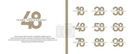conjunto de aniversario logo color oro sobre fondo blanco para momento de celebración