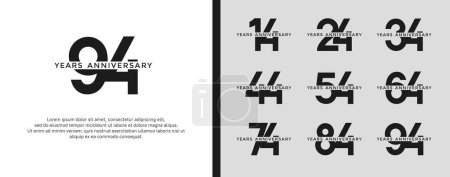 conjunto de logotipo aniversario color negro sobre fondo blanco para momento de celebración