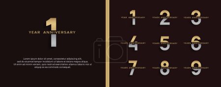 Photo for Set of anniversary logo golden and silver color on dark background for celebration moment - Royalty Free Image