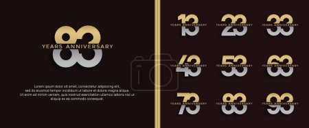 set of anniversary logo golden and silver color on dark background for celebration moment