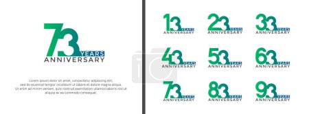 Illustration for Set of anniversary logo black and green color on green background for celebration moment - Royalty Free Image