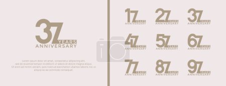 Téléchargez les illustrations : Ensemble de logo anniversaire couleur brun doré sur fond blanc pour le moment de célébration - en licence libre de droit