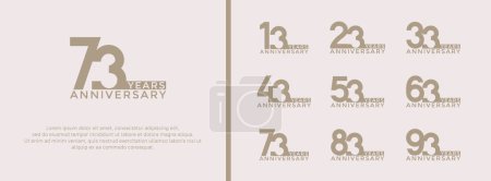 Illustration for Set of anniversary logo gold brown color on white background for celebration moment - Royalty Free Image