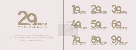 conjunto de logotipo de aniversario de color marrón dorado sobre fondo blanco para momento de celebración