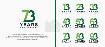Set des Jubiläums-Logos grüne Farbe auf weißem Hintergrund für den Moment der Feier