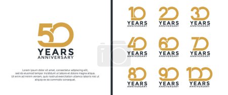 Illustration for Set of anniversary logotype brown and black color on white background for celebration moment - Royalty Free Image