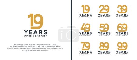 set of anniversary logotype brown and black color on white background for celebration moment