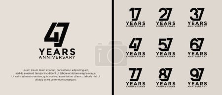 set of anniversary logotype black color on soft background for celebration moment