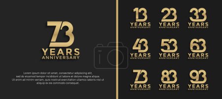 Photo for Set of anniversary logotype gold color on black background for celebration moment - Royalty Free Image