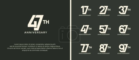 Illustration for Set of anniversary logotype white color on green background for celebration moment - Royalty Free Image