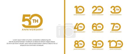 Téléchargez les illustrations : Ensemble de logotype anniversaire couleur marron sur fond blanc pour le moment de célébration - en licence libre de droit