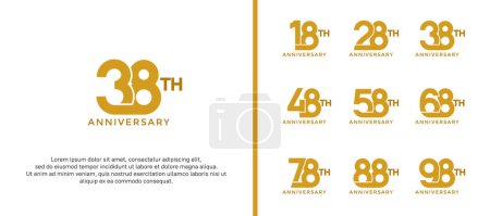 Téléchargez les illustrations : Ensemble de logotype anniversaire couleur marron sur fond blanc pour le moment de célébration - en licence libre de droit