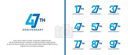 Illustration for Set of anniversary logotype blue color on white background for celebration moment - Royalty Free Image
