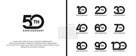 Illustration for Set of anniversary logotype black color on white background for celebration moment - Royalty Free Image