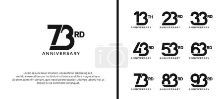 conjunto de logotipo aniversario color negro sobre fondo blanco para momento de celebración