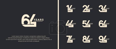 Photo for Set of anniversary logotype white color on black background for celebration moment - Royalty Free Image