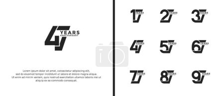 Illustration for Set of anniversary logotype black color on white background for celebration moment - Royalty Free Image