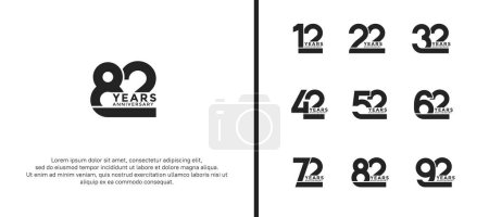 set of anniversary logotype black color on white background for celebration moment