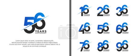 ensemble de logotype anniversaire couleur noire et bleue sur fond blanc pour le moment de célébration