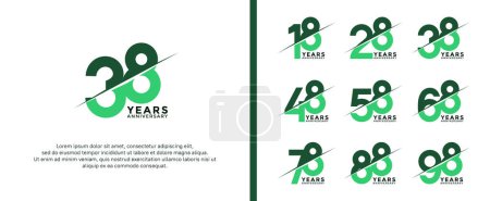 Illustration for Set of anniversary logotype green color on white background for celebration moment - Royalty Free Image