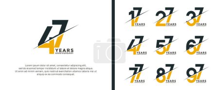 Illustration for Set of anniversary logotype black and yellow color on white background for celebration moment - Royalty Free Image