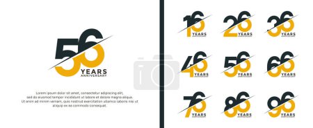 ensemble de logotype anniversaire couleur noire et jaune sur fond blanc pour le moment de célébration