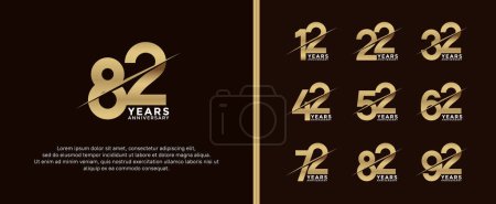 Photo for Set of anniversary logotype golden color on dark brown background for celebration moment - Royalty Free Image