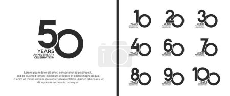 Téléchargez les illustrations : Ensemble de logotype anniversaire couleur noire sur fond blanc pour l'événement de célébration - en licence libre de droit