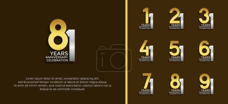 set of anniversary logo gold and silver color on brown background for celebration moment