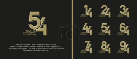 set of anniversary logotype brown color on dark background for celebration moment