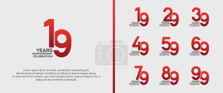 set of anniversary logotype red color on white background for celebration moment