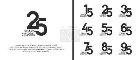 Téléchargez les photos : Ensemble de logotype anniversaire couleur noire sur fond blanc pour l'événement de célébration - en image libre de droit